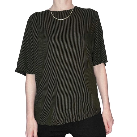 Vintage Tops - ⚡️SOLD⚡️VINTAGE Black Brown Striped Blouse Top Size M/L/XL